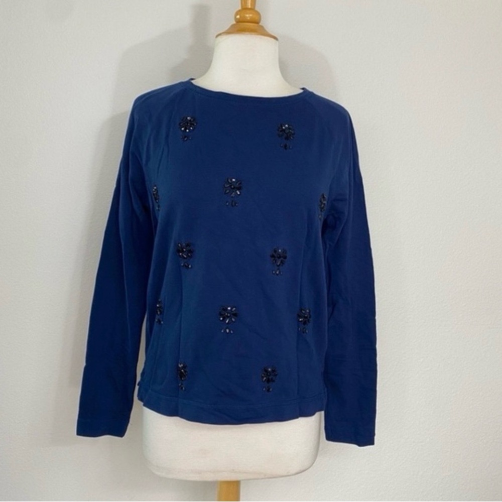 Banana Republic Women's Navy Black Jewel Lightweight Sweatshirt Top XS Classic
